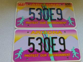 1995 Arizona Az Vanity License Two Plate Set Protect Our Environment