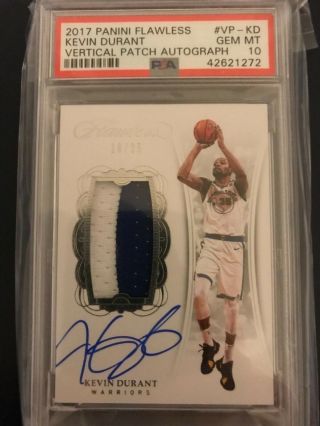 2017 Flawless Kevin Durant 2clr Vertical Patch Auto Gem 10