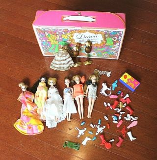 Vintage Topper 1971 Dawn And Her Friends (6) Dolls Clothing Accessories Case Exc