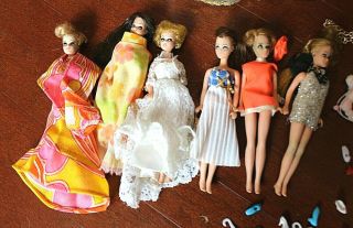 Vintage Topper 1971 Dawn And Her Friends (6) Dolls Clothing Accessories Case EXC 3