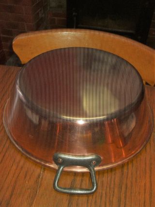Vintage French Copper Preserving Jam Pan Mixing Bowl Metal Handles