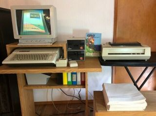 Apple Iie Computer,  Printer,  Joysticks And Games