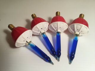 4 Vintage Bubble Lights - Red White Blue 5 " Christmas Replacement Bulbs -