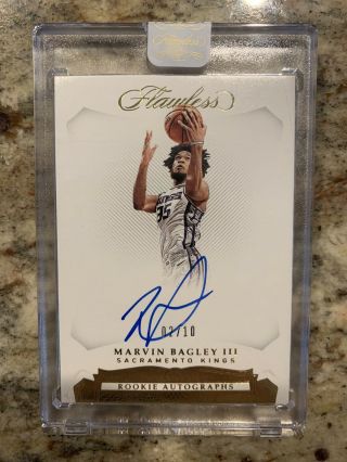 Marvin Bagley Iii 2018 - 19 Panini Flawless Gold Rookie Auto Autograph Rc 2/10