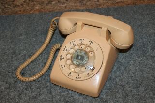 Vintage Western Electric Bell System Cd 500 Rotary Dial Desk Phone Beige