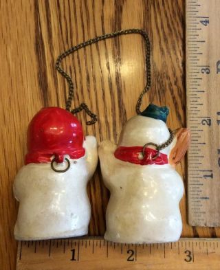 Vtg LIPPER & MANN L&M Snowman Figurine Leash Babies On Chain Japan Christmas 2