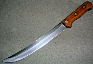 Rare Vintage Chicago Cutlery U.  S.  A.  45s10 10 " Scimitar Knife Threaded Rivets