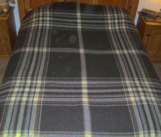 Vintage Alafoss Of Iceland Wool Brown Tan Off White Plaid Blanket 60 " X 76 "