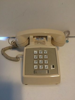 Vintage Retro At&t Bisque Push Button Desk Phone 2500mmgb 80s Stage Prop