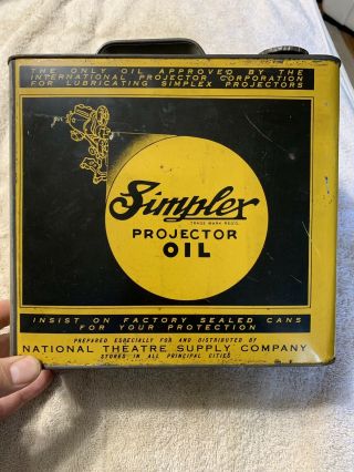 Vintage Early Antique Rare Simplex Projector Oil Cinema One Gallon Can