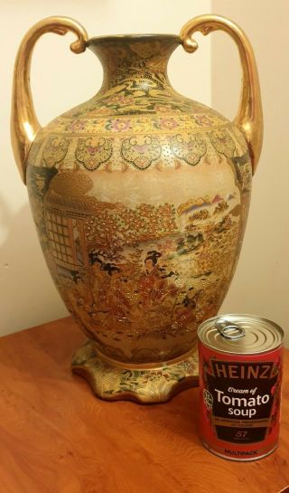 Sublime Antique Large Japanese Satsuma Vase With Rich Detail