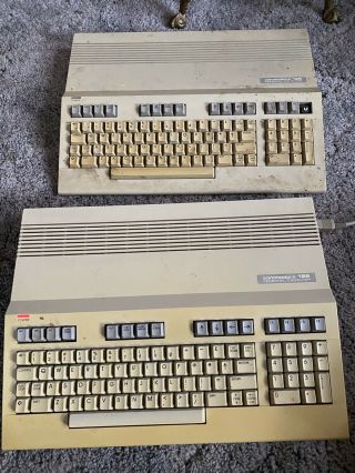 2 Vintage Commodore 128 Computers & 1571 Disk Drive And 2 1541 Disk Drives Cords