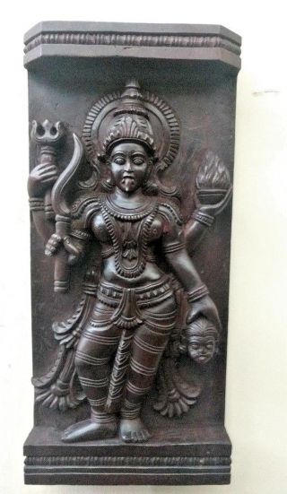 Vintage Temple Wall Panel Hindu Durga Kali Devi Panel Sculpture Statue Decor Old