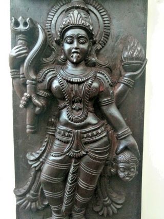 Vintage Temple Wall Panel Hindu Durga Kali Devi panel sculpture Statue Decor Old 2