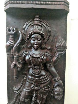 Vintage Temple Wall Panel Hindu Durga Kali Devi panel sculpture Statue Decor Old 3