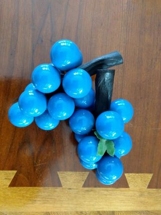 2 Mid Century Vintage 1960s Rare Blue Lucite Grape Clusters 8 " Wire Wrapped