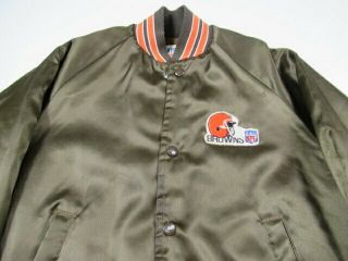 Vintage 80s Cleveland Browns Satin Snap Jacket Football Shiny Youth Large 14/15