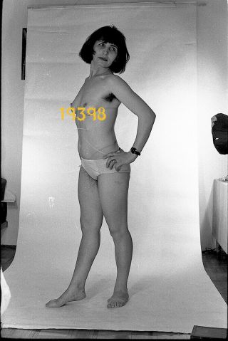 Semi - Nude Hairy Woman In Transparent Panties,  1970’s Vintage Negative