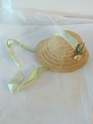 Vintage Woven Horsehair Hat Flower & Ribbon Tie For Ginny Muffie Alexanderkins