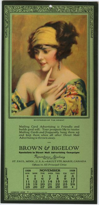 1928 Brown & Bigelow Co.  Vintage C.  Bosseron Chambers Pin - Up Calendar Sample