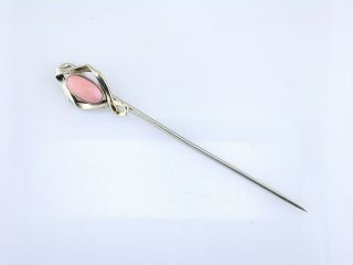 Antique Victorian Gold Filled Stick Pin With Coral Cabochon Stickpin