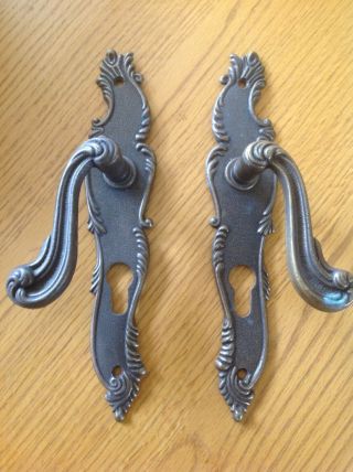 Vintage Brass French Doors Handles.  Approx 10 " Long.