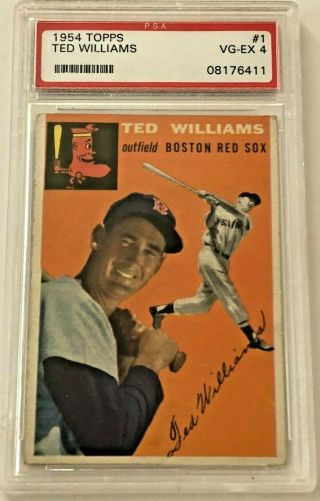 1954 Topps 1 Ted Williams Psa 4 Vg - Ex Centered Real High End Card