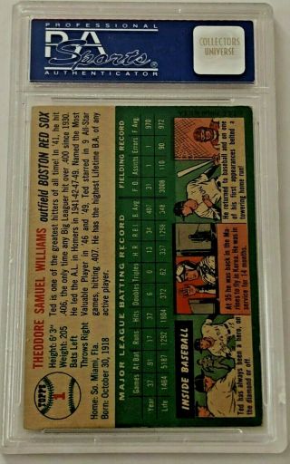 1954 Topps 1 Ted Williams PSA 4 VG - EX Centered Real high end card 2