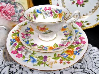 SHELLEY TEA CUP AND SAUCER TRIO SPRING BOUQUET ROSE FLORAL TEACUP GAINSBOROUGH 2
