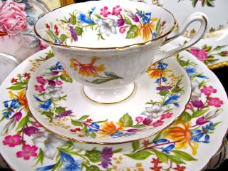 SHELLEY TEA CUP AND SAUCER TRIO SPRING BOUQUET ROSE FLORAL TEACUP GAINSBOROUGH 3