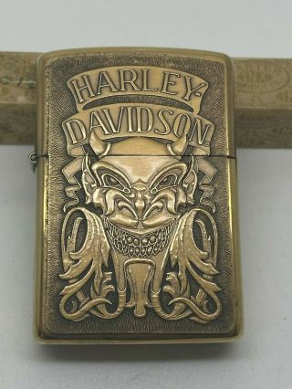 Zippo Harley Davidson Demon Devil Satan Brass Lighter Ix 1993 Or