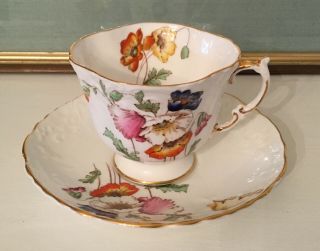 Vintage Aynsley Poppy Flowers Tea Cup & Saucer