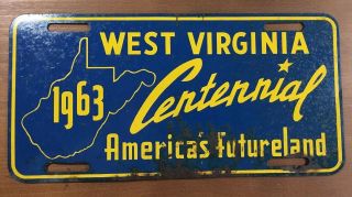 1963 West Virginia Centennial License Plate America’s Futureland