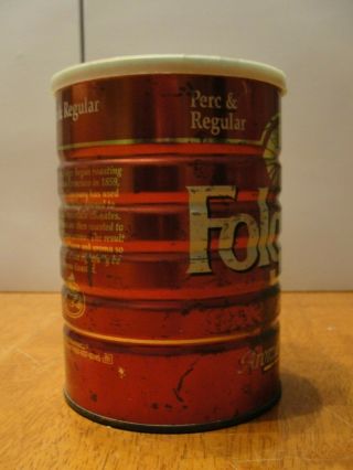 Vintage Mountain Grown Folgers Aroma Roast Tin Metal Coffee Can w/ Lid 2