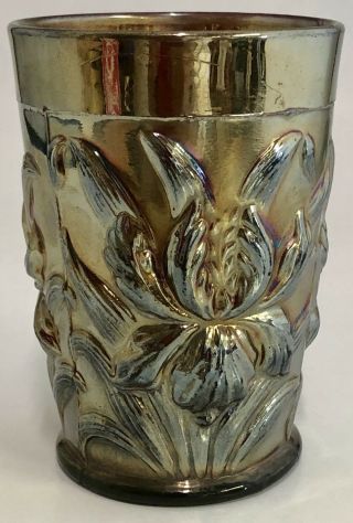 Antique Carnival Glass Dugan Purple Heavy Iris Tumbler Vintage Cup