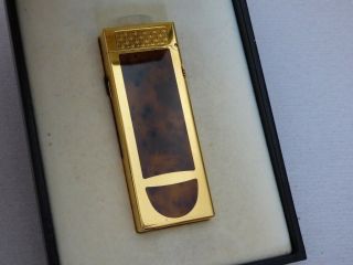 Dunhill Rollagas ' Pipe ' Lighter - Gold Plated/Briar Veneer Inset - Fully Boxed 2