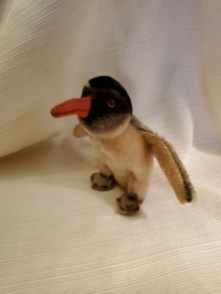 Vintage Steiff Toy - " Peggy " Penguin (4 1/2 ") With Button Mohair