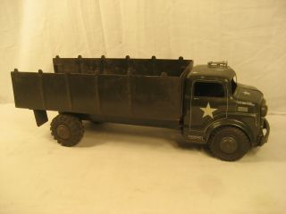 Vintage Marx Lumar Army Troop Transport Truck Pressed Steel 18 1/2 "