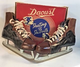 Vintage Daoust Ice Skates Canada Leather All Star 6200 W Box Size 12