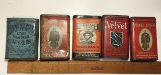 Vintage Tobacco Tin Cans Edgeworth,  Prince Albert,  Velvet,  Sir Walter Raleigh