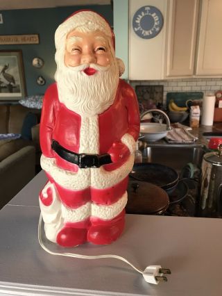 Christmas Vintage Union Products Lighted Blow Mold Plastic Santa Claus 13.  5 "
