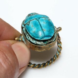 PERFECT QUALITY - VINTAGE EGYPTIAN BRONZE RING WITH ANCIENT SCARAB SEAL 2