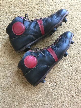 AWESOME Early Antique Old 1910 ' s ALL Leather 2 TONE Football Cleats Boots Soccer 3