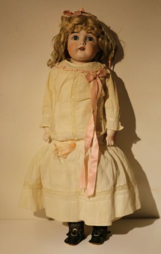 Antique German Bisque Head Doll 9 154 Dep Jointed Leather Body