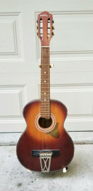Vtg Antique Montano No.  26 Classical Parlor Acoustic Guitar Made In Japan Rare