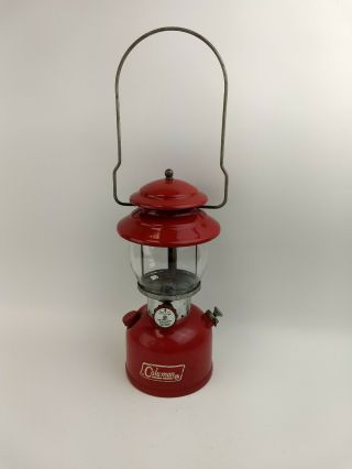 Vintage Red Coleman Lantern 200a Dated 11 - 71 With Globe.