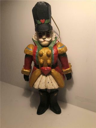 Vintage Signed House Of Hatten Folk Art Nutcracker Toy Soldier Ornament - 1993