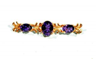 Gorgeous Antique Victorian 14k Gold And Amethyst Brooch Pin