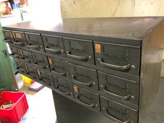 Vintage Metal Equipto Industrial Organizer Cabinet 18 Drawers Storage Hardware