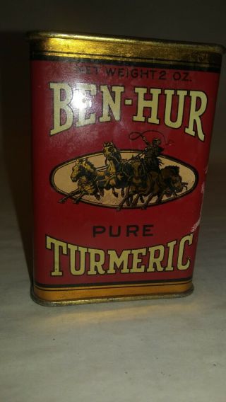 Vintage,  Ben - Hur Spice Tin,  2oz,  Turmeric